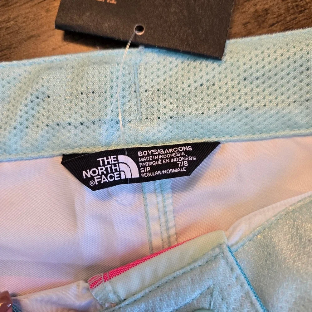 The North‎ Face Boys Striped Board Shorts Teal Orange Pink Size 7/8 NWT